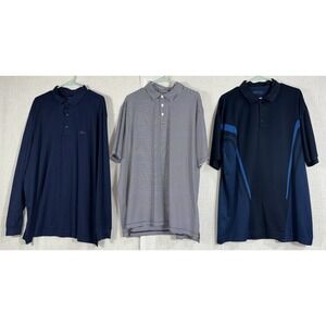 Men's Shirts Lot of 3 2X XXL Navy Blue Polo Collared Nike Columbia Greg Norman